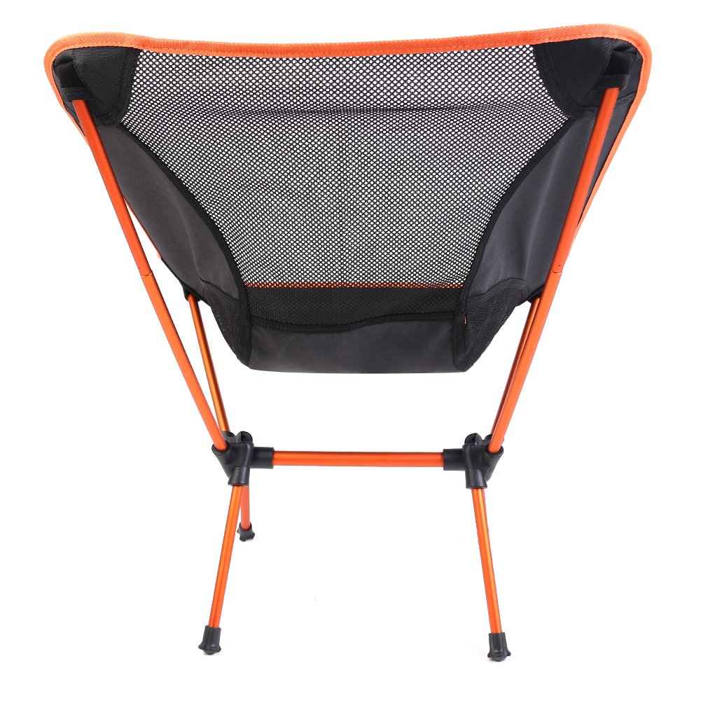 LUOLAX Portable Camping Backpacking Chairs, Folding Steel Chairs for Hiking Fishing Outdoor Bicycling BBQ Beach (Orange)