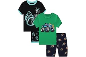 Dolphin&Fish Little Boys Cotton Short Pajamas 4 Piece Summer Kids Clothes Children Toddler Pjs