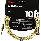 Fender Deluxe Series Instrument Cable 10 Feet Straight-Angle, Tweed