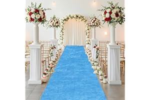 ROMANKAS Aisle Runners for Weddings Light Blue Velvet Aisle Runner with Carpet Tape 2x15 FT Wedding Runner Aisle Indoor Outdoor Carpet Runner Aisle Decorations for Wedding Ceremony Birtyday Carpet Rug