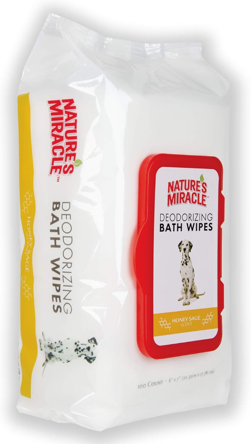 Nature's Miracle NM-7008 Deodorizing Honey Sage Wipes, 100 Count