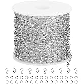 SMYHTGLIF 5 Meters Silver Oval Embossed Paperclip Jewelry Making Chains Stainless Steel Chain for Jewelry Making DIY Craft Chain Bulk Jewelry Findings