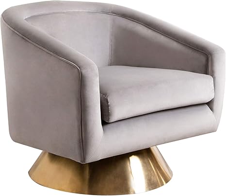 Amazon Com Abbyson Living Velvet Upholstered Swivel Accent Chair With Gold Base Grey Kitchen Dining