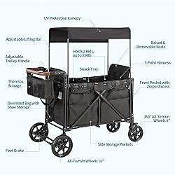 Stroller Wagon for 2 Kids with Rain Cover, High