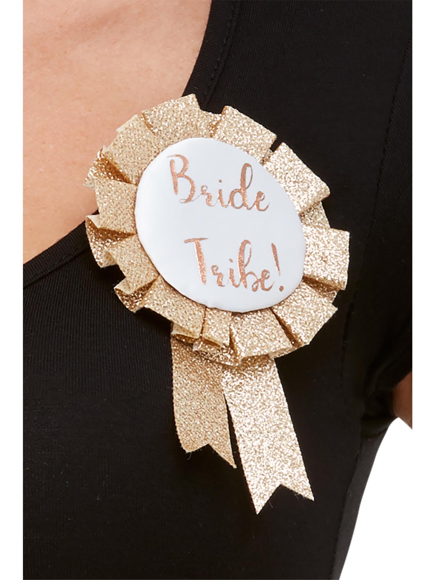 Smiffys Bride Tribe Rosette, Rose Gold, Hen & Stag Night Fancy Dress, Adult Dress Up Hen & stag/adult items