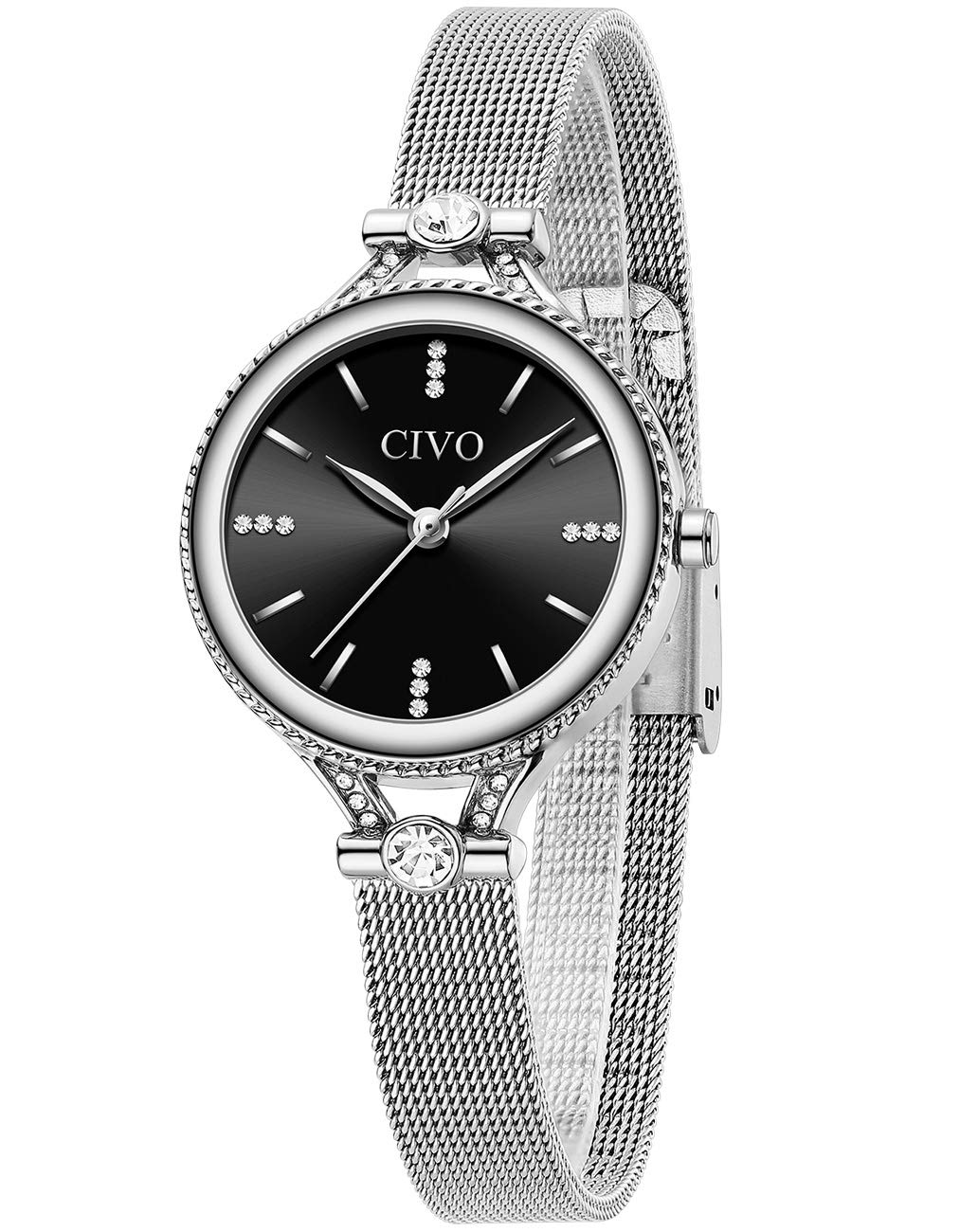 CIVO Women Watches Minimalist Silver Set Stainless Steel Waterproof Elegant Classic Dress Casual Analogue