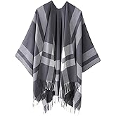 Mommy Jennie Women's Shawl Wraps Open Front Poncho Sweater Cape Cardigan with Tassel Winter Travel Scarf