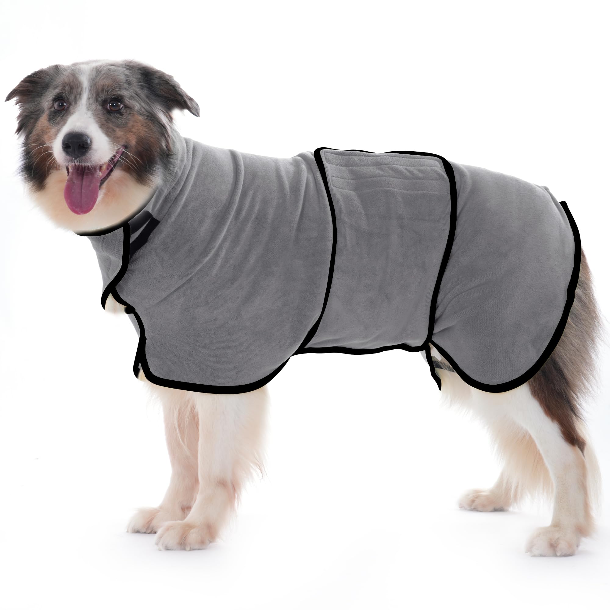 HezzLuv Dog Bathrobe Ultra Absorbent Microfibre Dog Drying Coat for Quick Drying, Soft Double Layer Robe Towel for Puppy & Adult Pets Cats Bathing, Swimming & Grooming