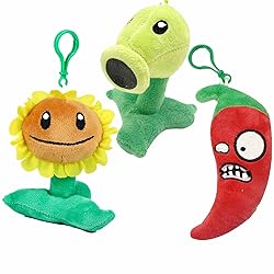BASHERISE 3 PCS PVZ Plant Plush Zombies Keychain