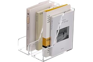 SANRUI Magazine File Holder Desk Organizer Clear Acrylic Vertical File Organizer for Office Home 2-Pack, SD02PCA5