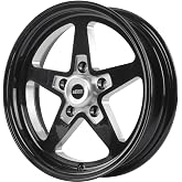 SSR Star Wheel [Size: 15" x 4"] Gloss Black | Bolt Pattern: 5 x 4.75", Back Spacing: 1.75", Offset: -19 mm, Center Bore: 3.27", Load Rating: 2100 lbs