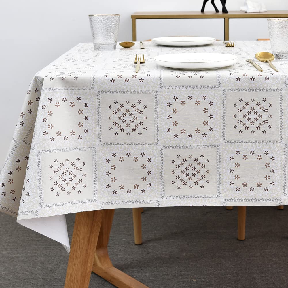 Plenmor Table Cloth Wipe Clean Wipeable PVC Tablecloth Waterproof Wipe Clean Plastic Vinyl Table Cover Protector Rectangular for Outdoor Picnic Party (A, 137 x 137 cm) — image 1