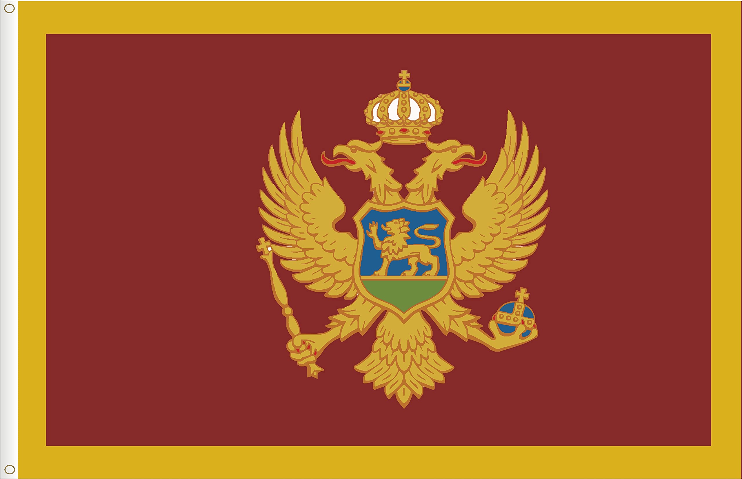 FLAG OF MONTENEGRO. STANDARD SATIN QUALITY. BIG SIZE 150X90