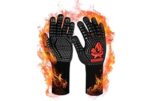 Beesgarden BBQ Gloves Extreme Heat Resistant 800°C / 1472°F, Silicone Non-Slip Grilling BBQ Gloves Oven Mitts Oven Gloves for
