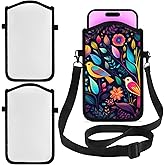 Sublimation Blanks Cell Phone Pouch Bag Sleeve Case for Women Men Kids with Adjustable Crossbody Strap Neck Lanyard - Hands Free Light for Working Walking Travelling Outdoors Beach (2 Sets)