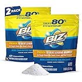 Biz Laundry Detergent Powder, Stain and Odor Eliminator for Tough Stains Like Grass Sweat and Food Grease, Powder Laundry Detergent, Color Safe, HE Safe, Unscented, Pack of 2, 16 oz Total
