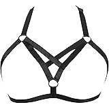 Ledapol - Echt Leder Metall-Ring BH mit Nieten ouvert schwarz-rot - Gr