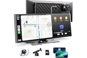Volam 9.26'' Carplay Screen for Car with 4K Dash Cam, Compatible with Apple Carplay & Android Auto, Carplay with 1080p Backup Camera, Mirror Link, Loop Recording, GPS Navigation