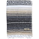 Open Road Goods Tan/Beige Mexican Blanket - Authentic Serape Falsa Blanket - Handmade (Acrylic Blend, XL)