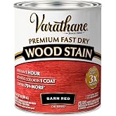 Varathane Premium Fast Dry Barn Red Wood Stain | Oil-Based, 1 Coat Color, 1 Hour Dry Time, Interior Wood Stain, Furniture, Cabinets, Doors, Covers Up to 275 Sq Ft, Quart