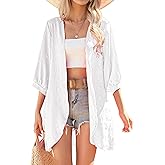 Yekaty Cardigan for Women 3/4 Sleeve Lightweight Summer Kimono Cardigan Loose Beach Cover Up 2026