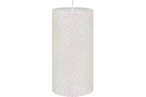 Zest Candle Pillar Candle, 3 by 6-Inch, Metallic White Glitter