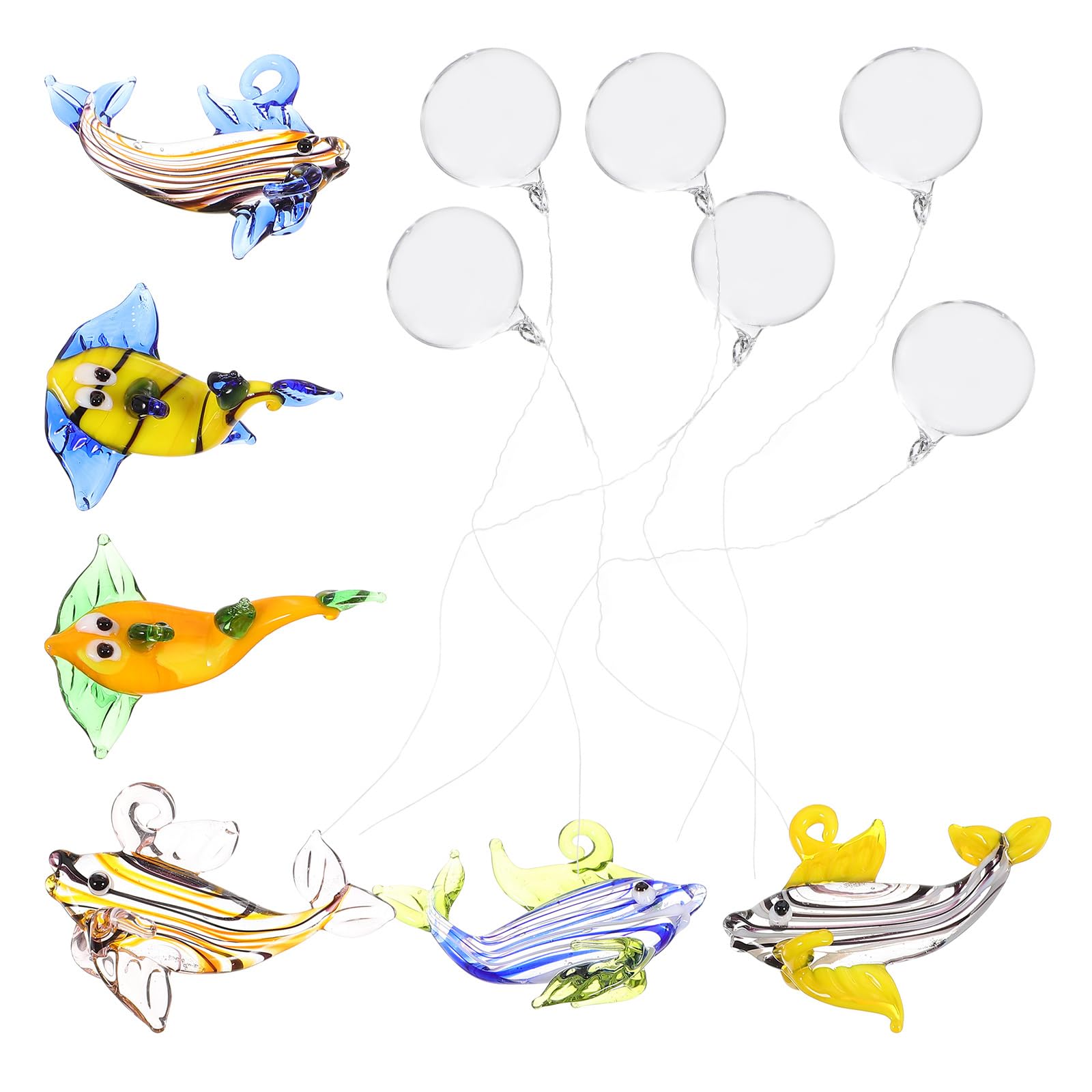 Hemobllo Aquarium Float Ball Decoration 6Pcs Handmade Blown Glass Fish Pendants Floating Ornaments for Fish Tank Micro Landscape Accessories