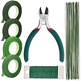 Paxcoo Floral Tape and Floral Wire Arrangement Tools Kit with Wire Cutter 26 Gauge Stem Wire and 22 Gauge Paddle Wire for Bou