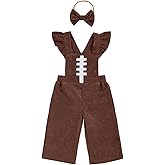Sasaerucure Infant Kids Fall Clothes Toddler Baby Girl Romper Jumpsuit Overall Pants Football Embroidery One Piece Outfit