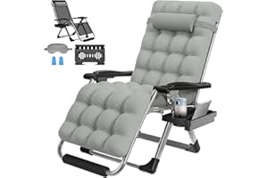 ZENPETIO 26In Zero Gravity Chair, Zero Gravity Recliner Lounge Chair for Indoor and Outdoor, Reclining Camping Chair for Lawn and Patio, Anti Gravity Chair w/Cushion, Cup Holder and Footrest, 440LBS