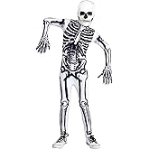 Kids Skeleton Costume - Undead Bone Halloween Costume with Full Head Mask - White Bodysuit For High Night Visibility