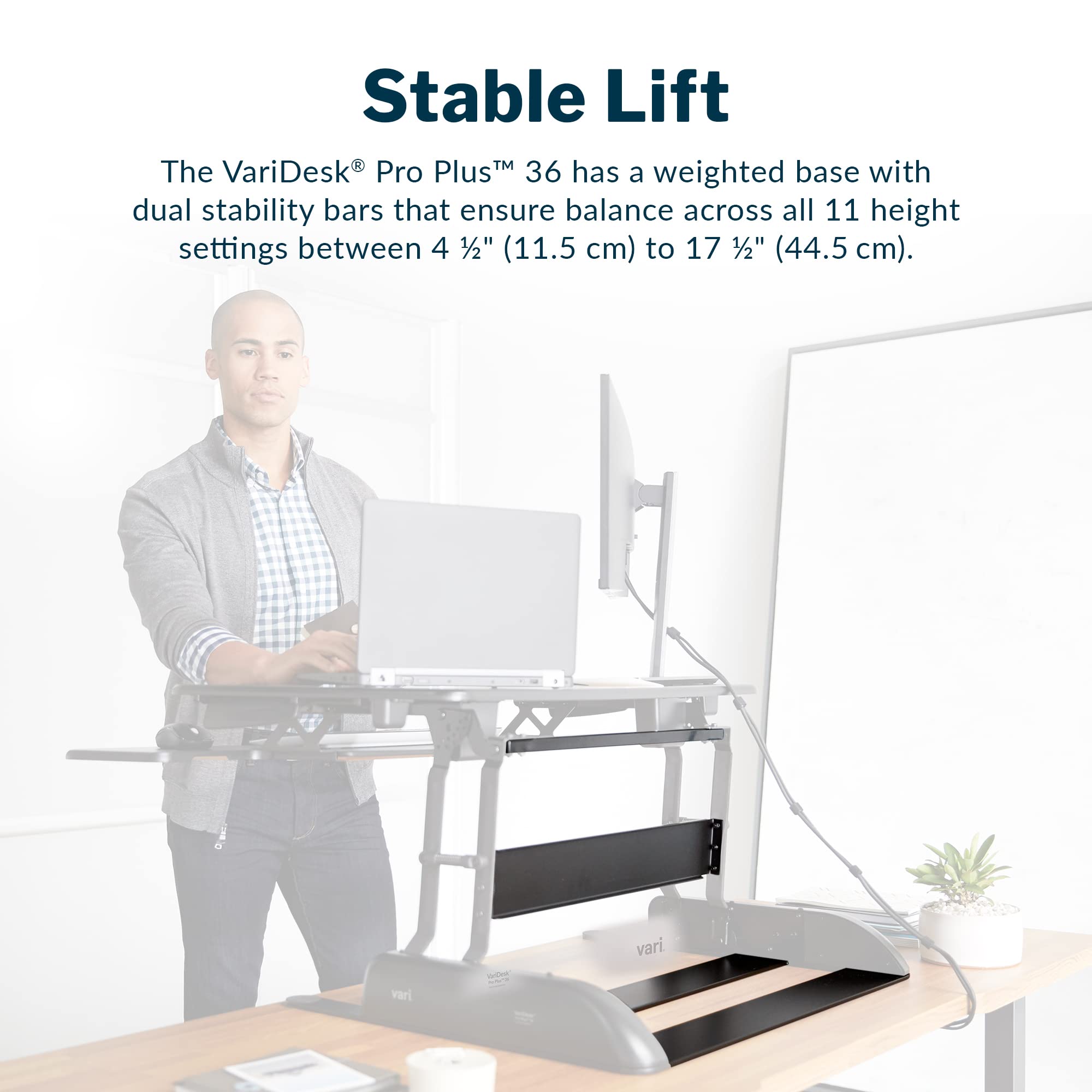 Vari VariDesk Pro Plus 36 Adjustable Desk Converter With 11 Height
