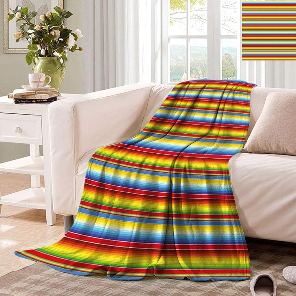 Datiansun Abstract Warm Blankets, Rainbow Colored Lines