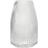 Sullivans Ribbed Glass Vase, Flower Vase for Modern Home Decor, Minimalist Vase for Shelf and Table, Vases for Centerpieces, Living Room, Bedroom, Kitchen, and Office Décor, Clear (G8478)