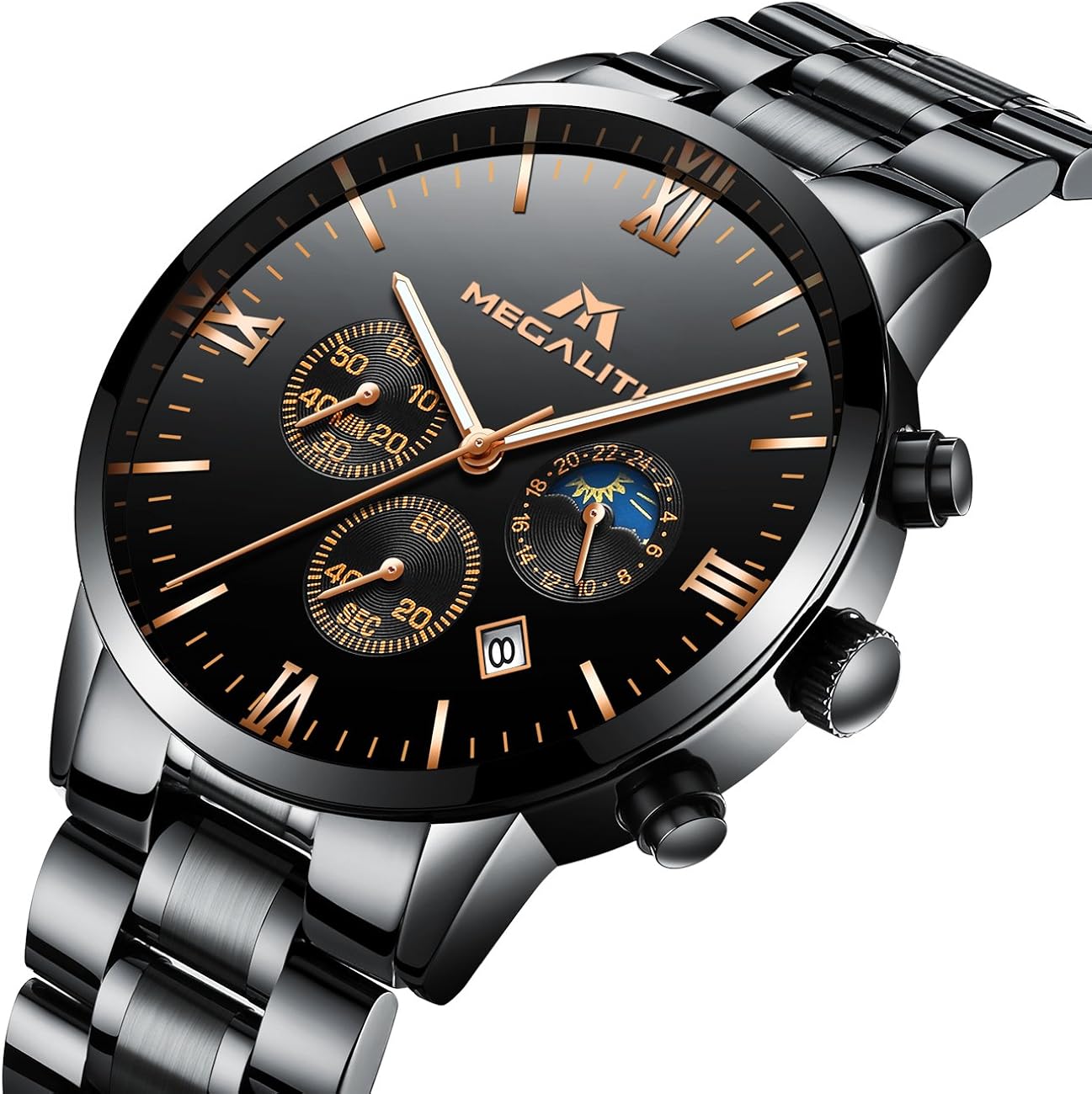 Herren Edelstahl Uhren Männer Chronograph Luxus Wasserdicht Datum ...