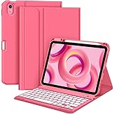 Fintie Backlit Keyboard Case for iPad (A16) 11th Generation 11 Inch 2025, iPad 10th Generation 10.9 Inch 2022 - Soft TPU Cover with 7 Color Backlight Detachable Bluetooth Keyboard, Pink