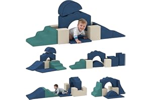 Qaba Baby Soft Play Set, 7-Piece Foam Climbing Blocks Set, Indoor Soft Play Gym Activity Play Set for Crawling, Sliding and P