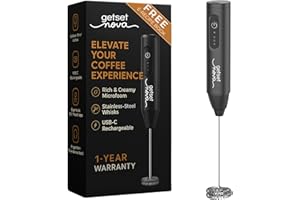 NOVA MILK FROTHER Milk Frother for Coffee, Rechargeable Electric Handheld Frother Wand with Dual Whisk, 3 Speed Settings, Fast Recharge, Powerful Motor, Handheld Mixer Electric 1 Year Warranty