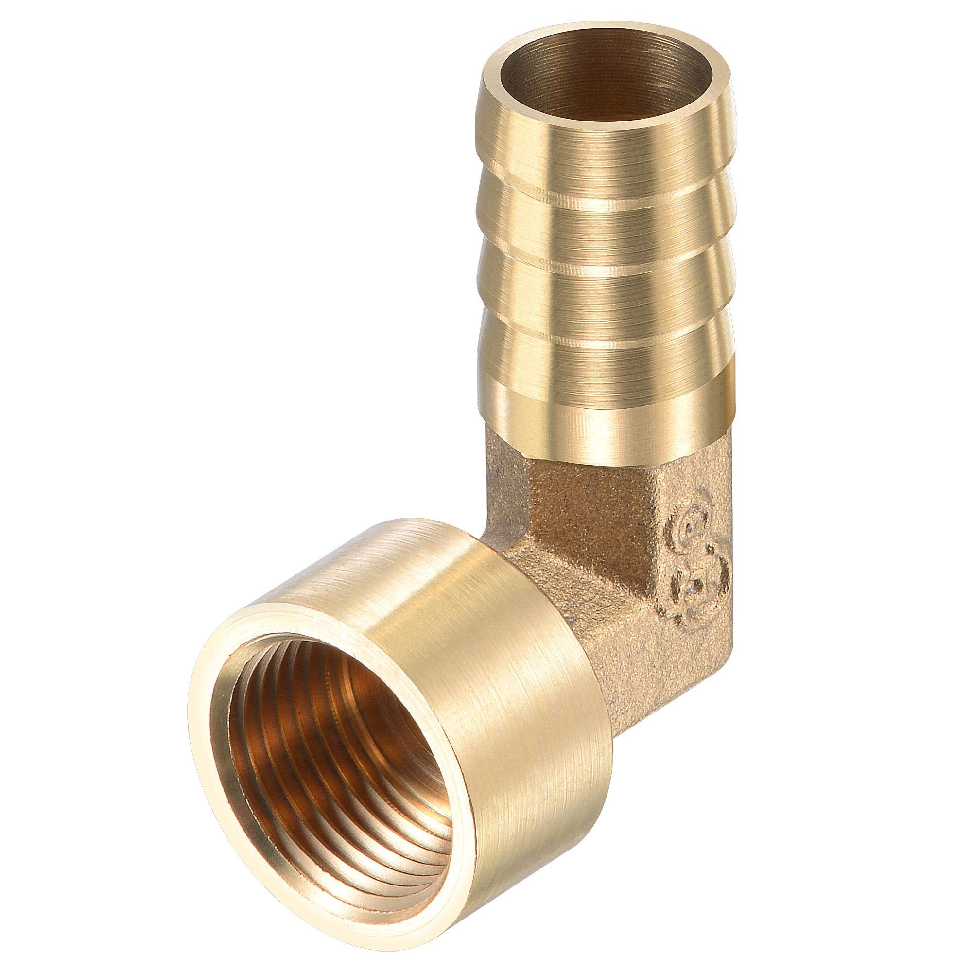 sourcing map Brass Hose Barb Fitting Elbow, 14mm Barbed x G3/8 Female Pipe Connector Adapter for Water Fuel Air