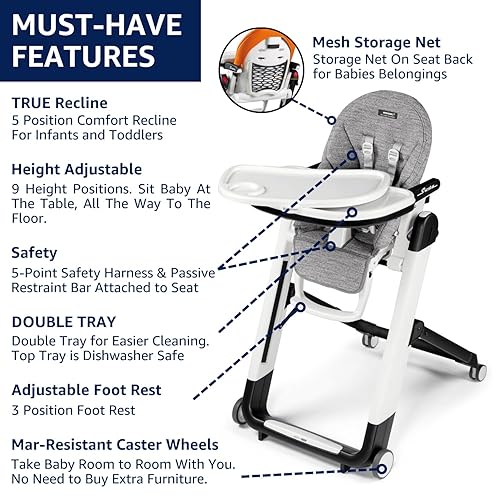 Peg Perego Siesta, Grow With Baby Folding High Chair Recliner