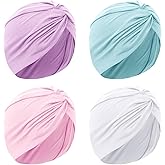 4 Pcs Stretchy Turban Head Wraps for Women Pre Tied Knot Turban Hats Sleep Hats Cancer Headwear Chemo Headwrap 4 Colors