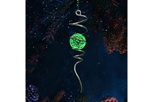 Goollyrusim Glow in The Dark Gazing Ball Spiral, Wind Spinner Tail, Wind Spinners Stabilizer, Hanging Outdoor Decor for Garden Yard Art Decor Christmas Ornament Sun Catcher Rainbow Maker 13in Height