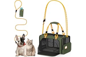 PAWZIDEA Expandable Pet Carrier Airline Approved, 18"×11"×11" Small Dog Carriers, Collapsible Top-Load Cat Carrier for 2 Cats Under Seat, Soft-Sided Puppy & Animal Travel Bag, ID Card, Up to 15lbs