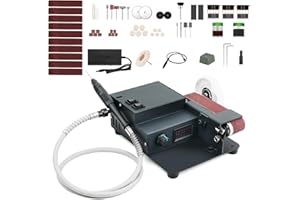 OUYANG Twotrees Belt Sander, 350W Dual Motor Rotary Tool Sand Belt Integrated Machine for Carving and Milling a Wide Range of Metals, Wood and Other Materials