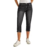 luvamia Jean Capri Pants for Women High Waisted Ripped Skinny Jeans Stretchy Denim Capris Cropped Jeggings with Pockets