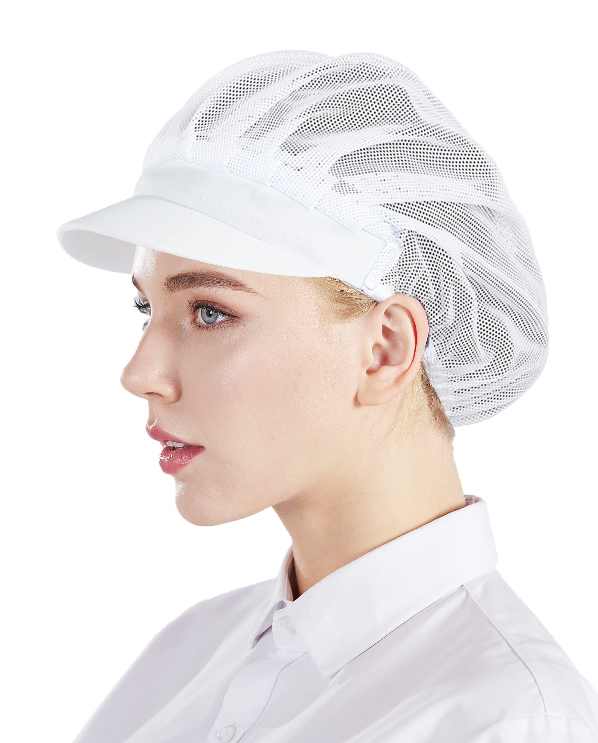 Nanxson 3PCS Half Mesh Half Cloth Cooking Hat Elastic Catering Hats with Brim Food Service Caps for Workshop Kitchen Restaurant Hotel