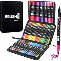 Kit Canetinhas Coloridas 60 Cores com Pontas Duplas, Conjunto