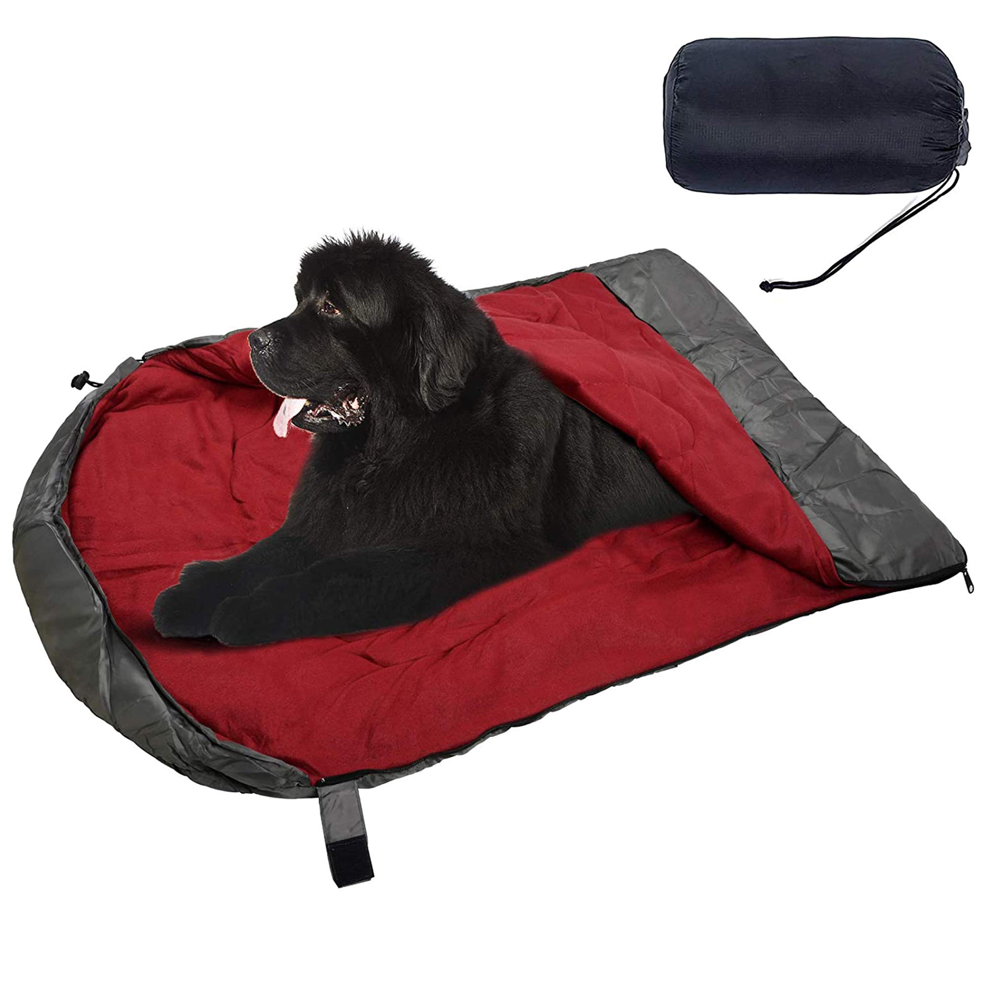 Shaddock Fishing Dog Sleeping Bag Portable Dog Bed with Storage Bag Waterproof Warm Pet Dog Cat Bed for Indoor Outdoor Travel Camping Hiking Backpacking (Wine Red)