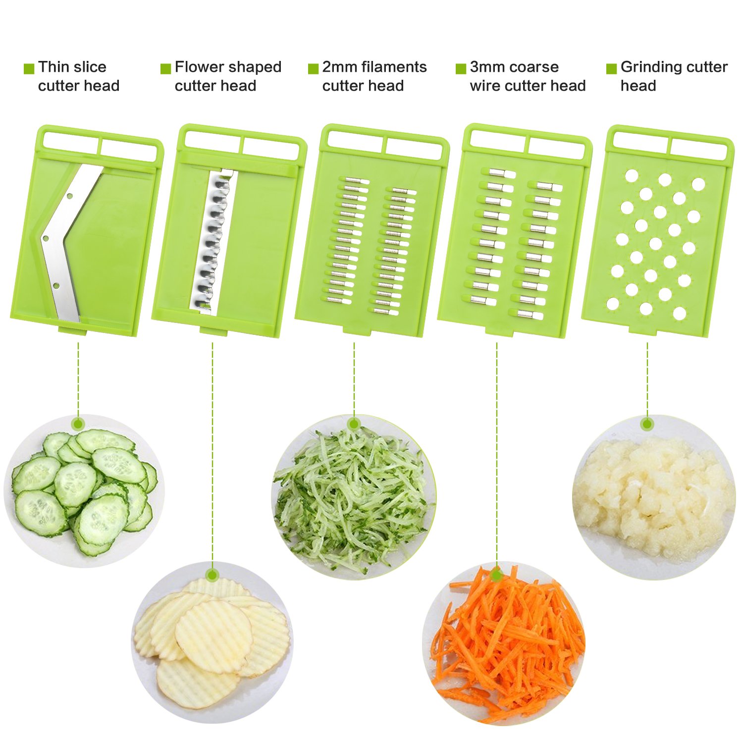 Mandoline Slicer with Free Cut resistant gloves, Potato Slicer-Vegetable Chopper Slicer with 5 Pieces Adjustable Stainless Steel Blades