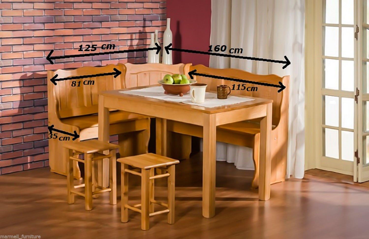 Cravog Wooden Kitchen Dining Room Corner Bench Under Seat Storage Table 2 Stools Maxi Yellow Amazon De Home Kitchen